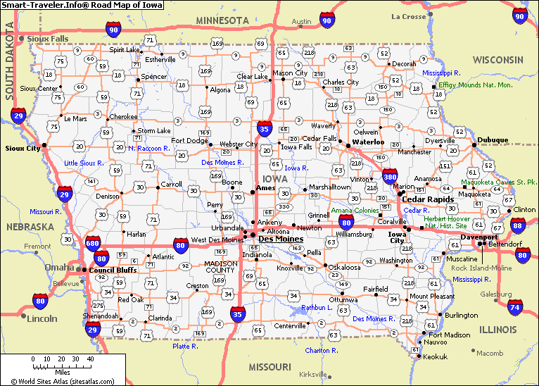 map of iowa showing towns