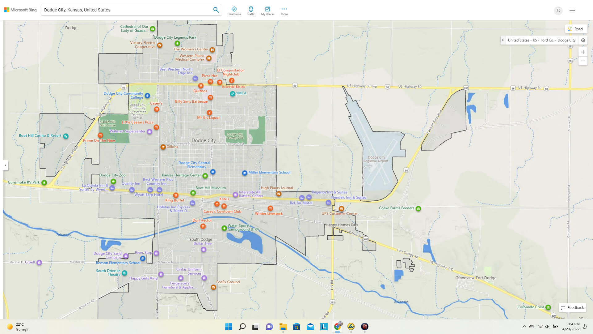 Dodge City, Kansas Map