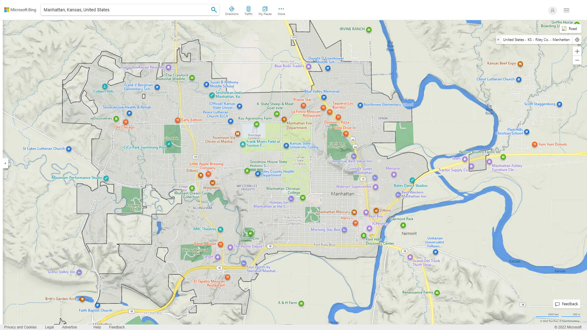 Manhattan, Kansas Map