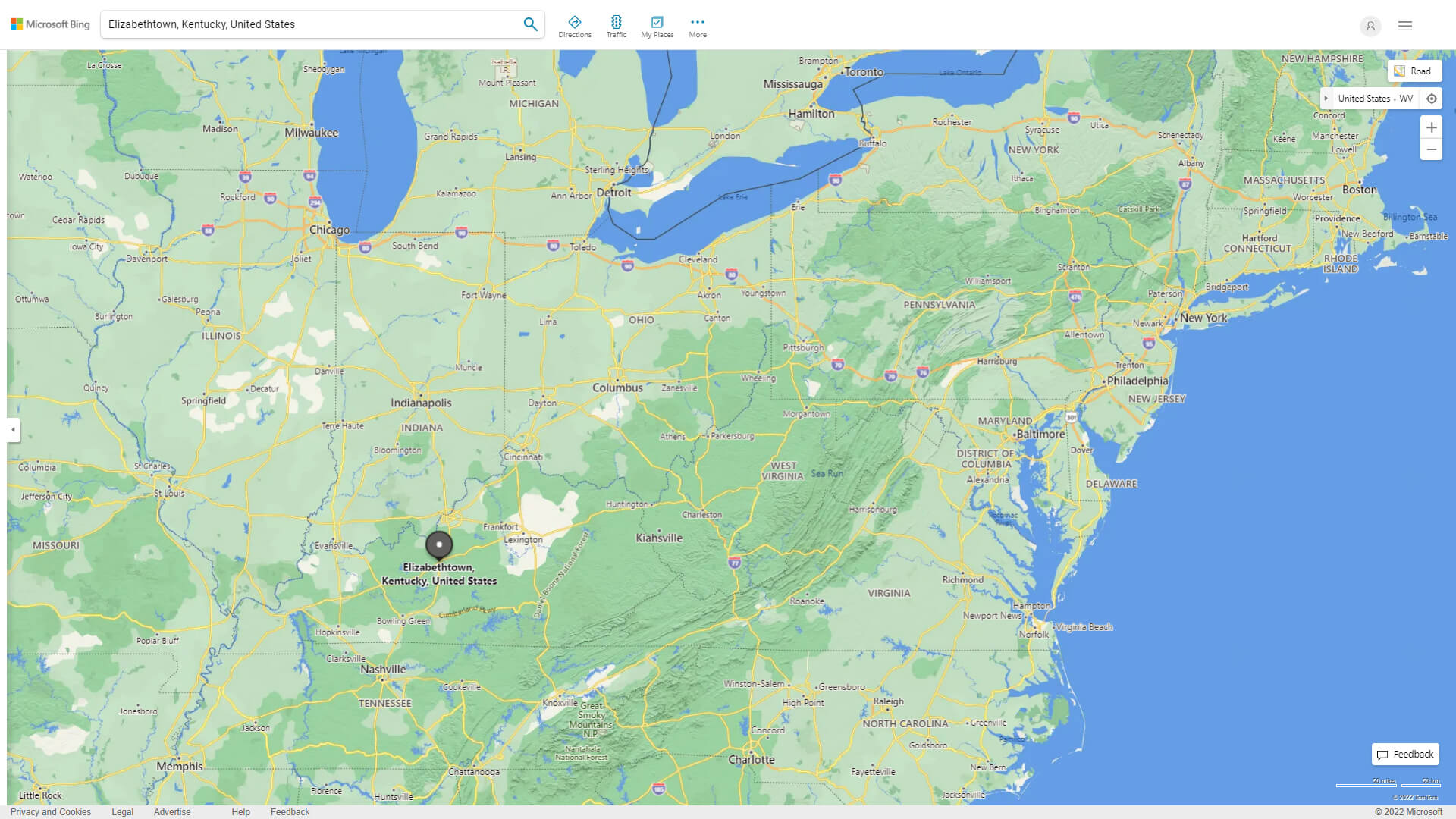 Elizabethtown, Kentucky Map