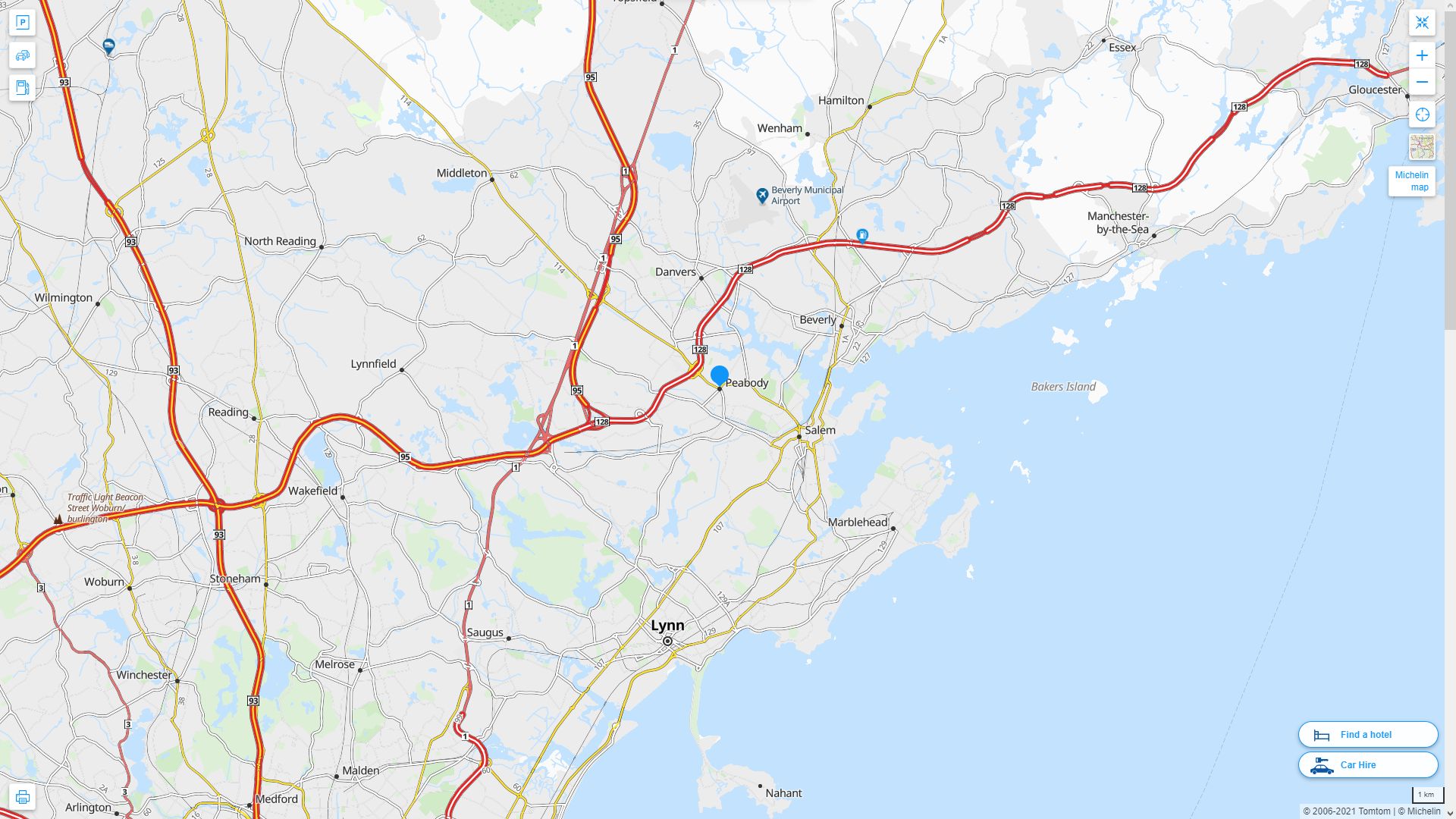 Peabody, Massachusetts Map