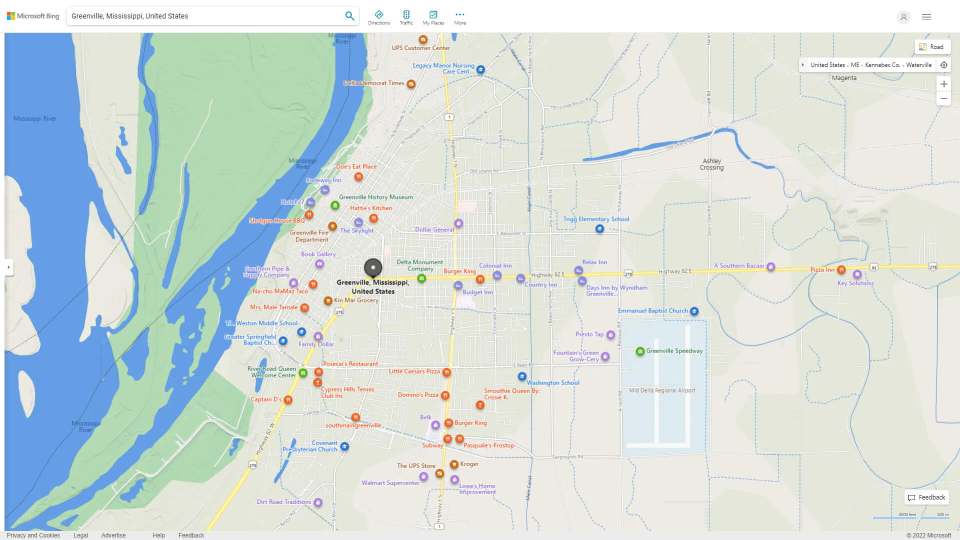 Greenville, Mississippi Map