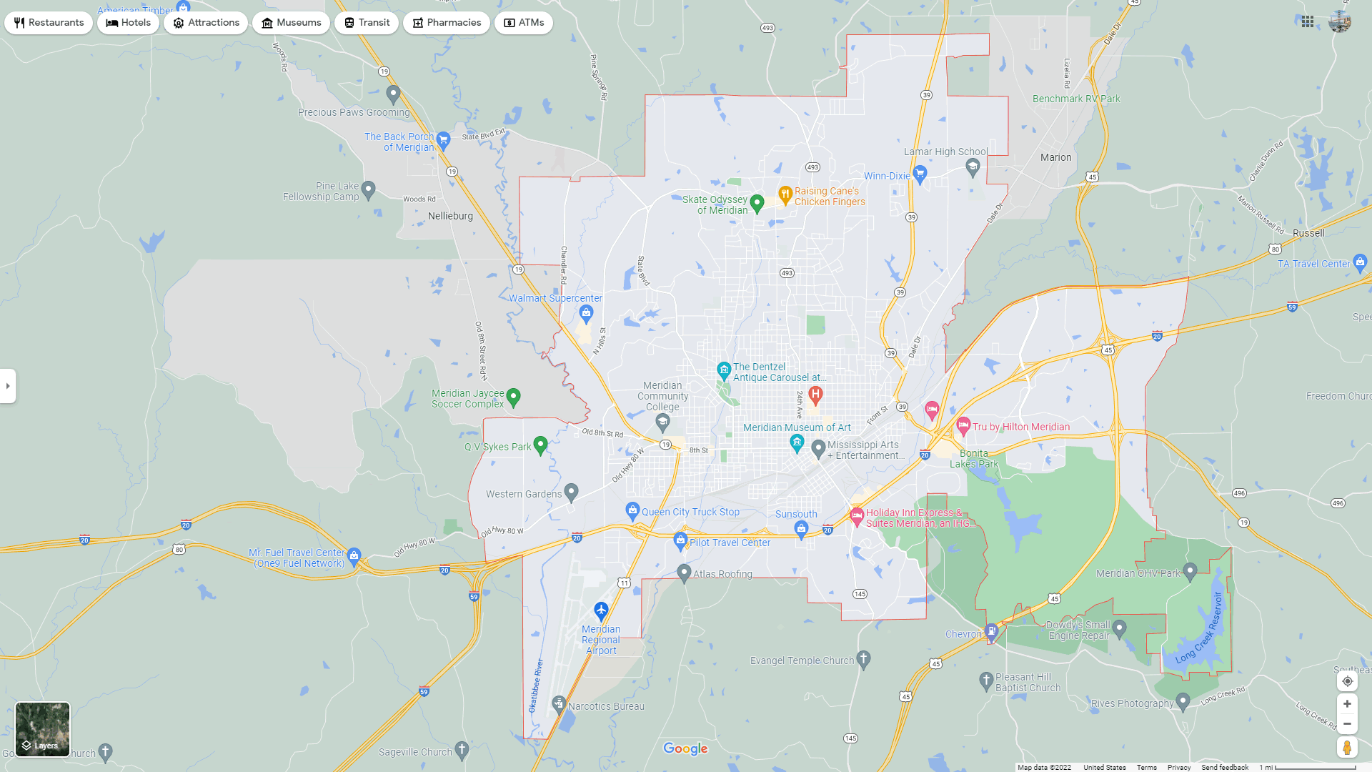 Meridian, Mississippi Map