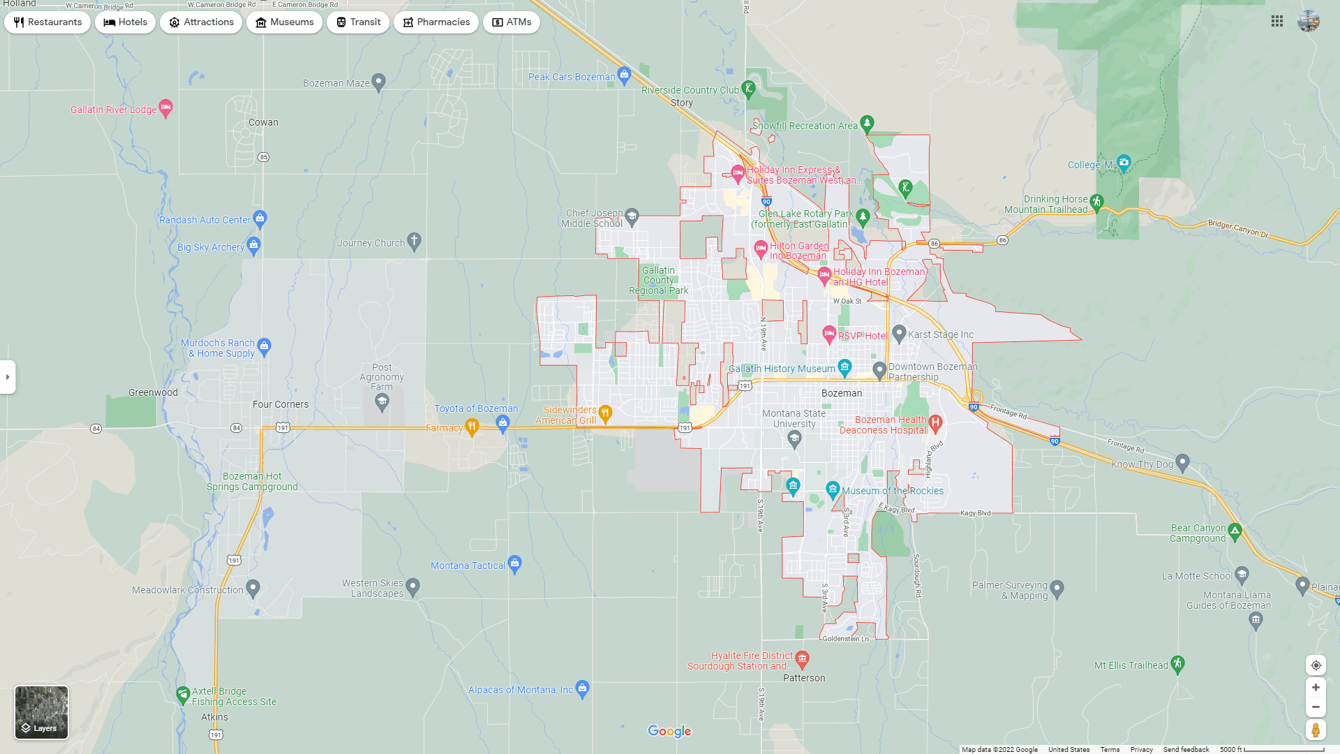 Bozeman Montana Map - United States