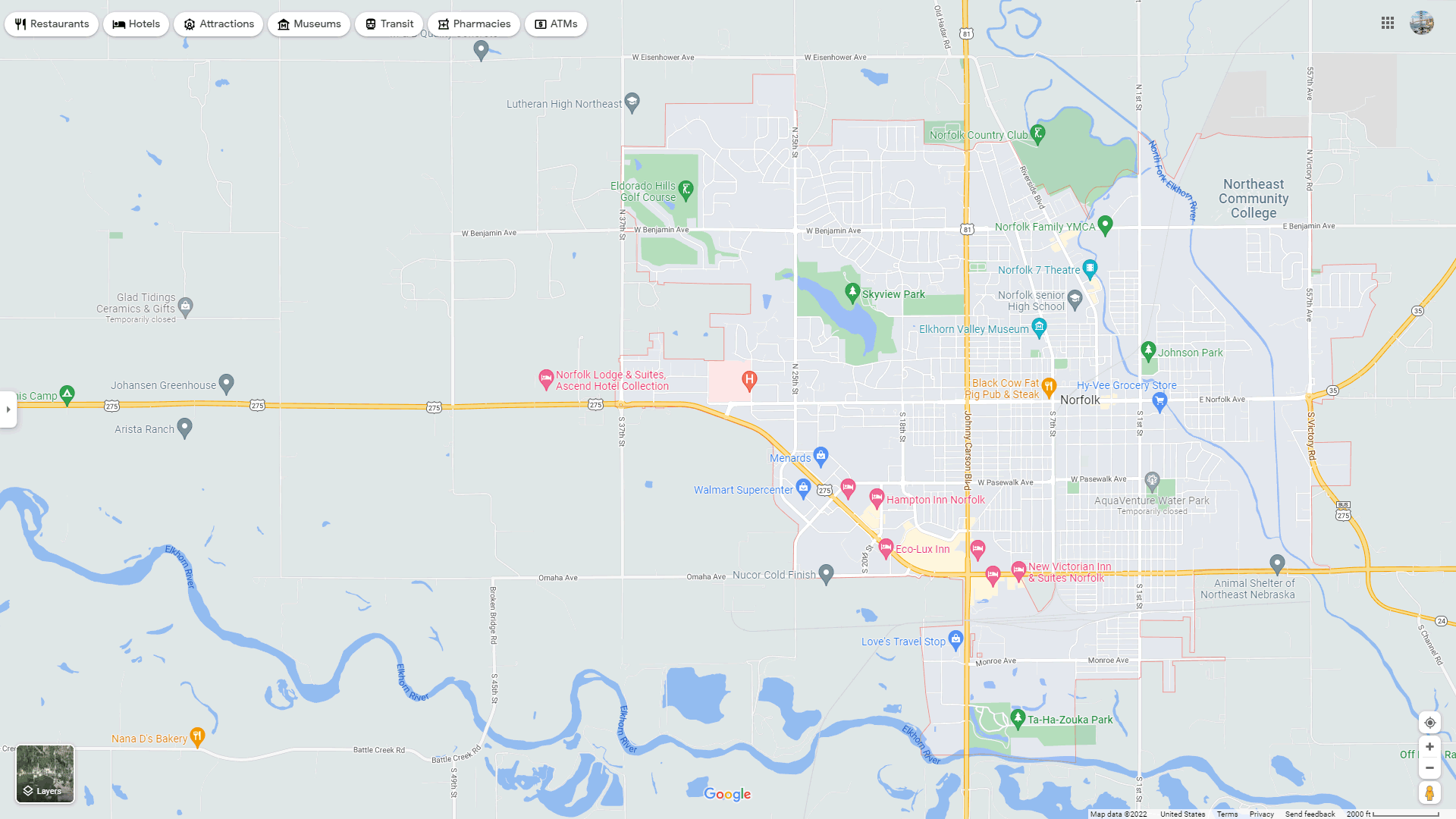 Norfolk, Nebraska Map