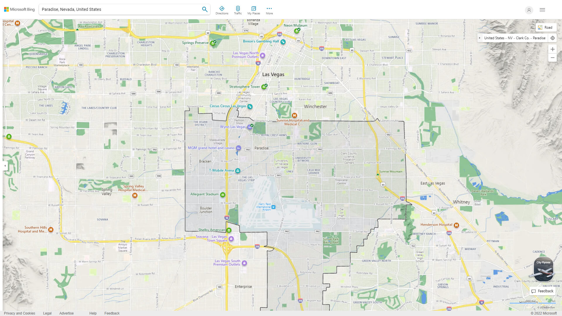 Paradise, Nevada Map