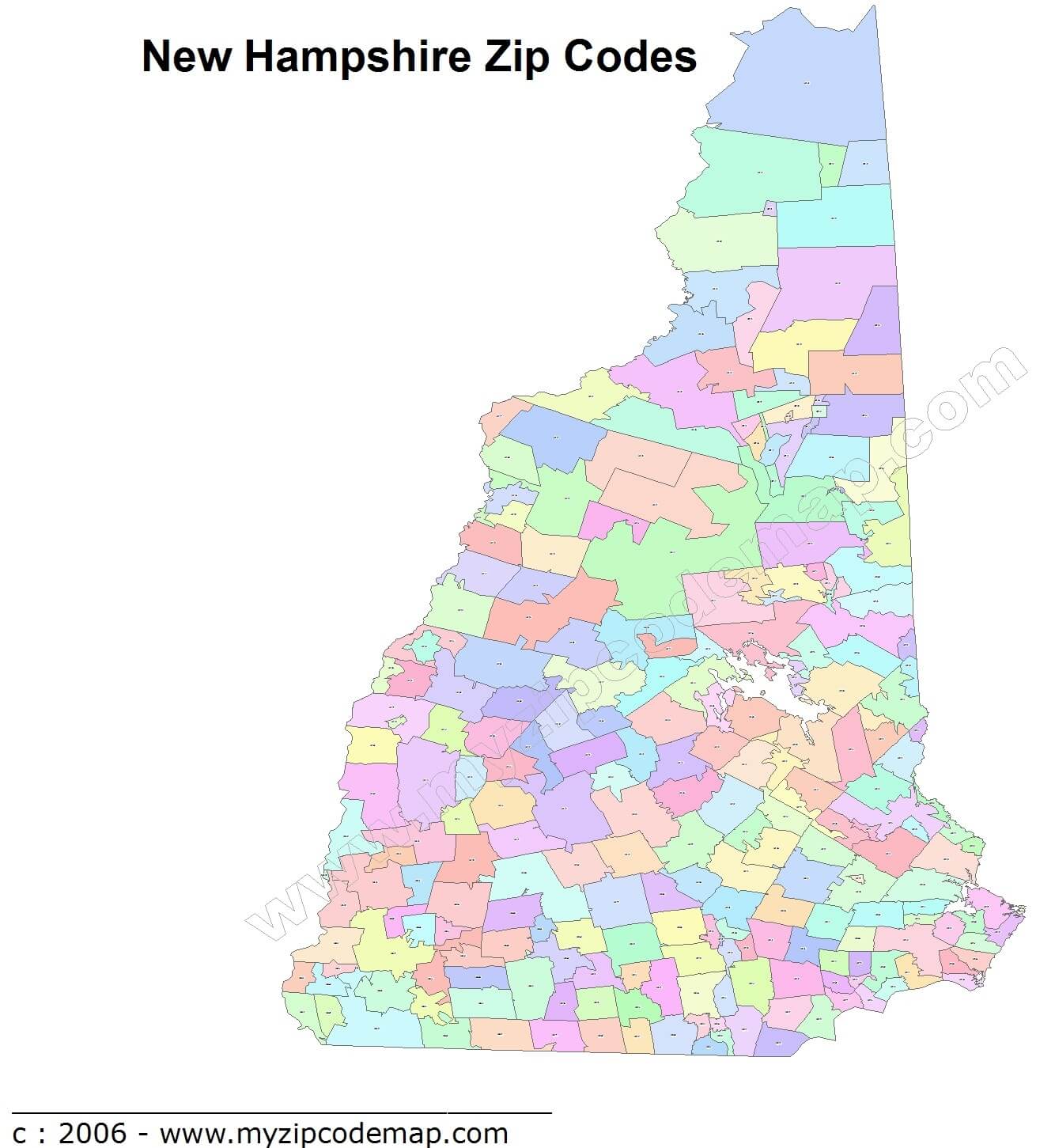Nh Zip Code Map New Hampshire Zip Code Map