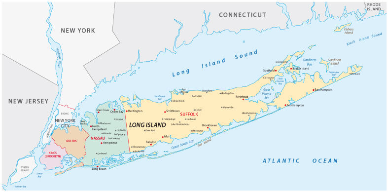 Long Island New York County Map