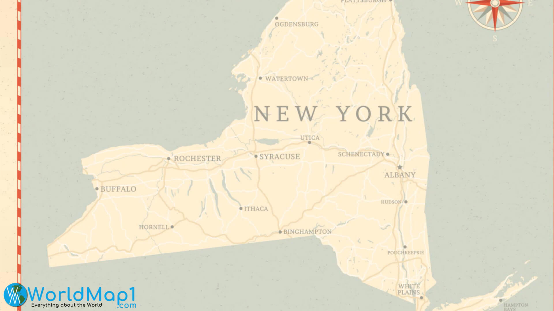 New York Free Printable Map