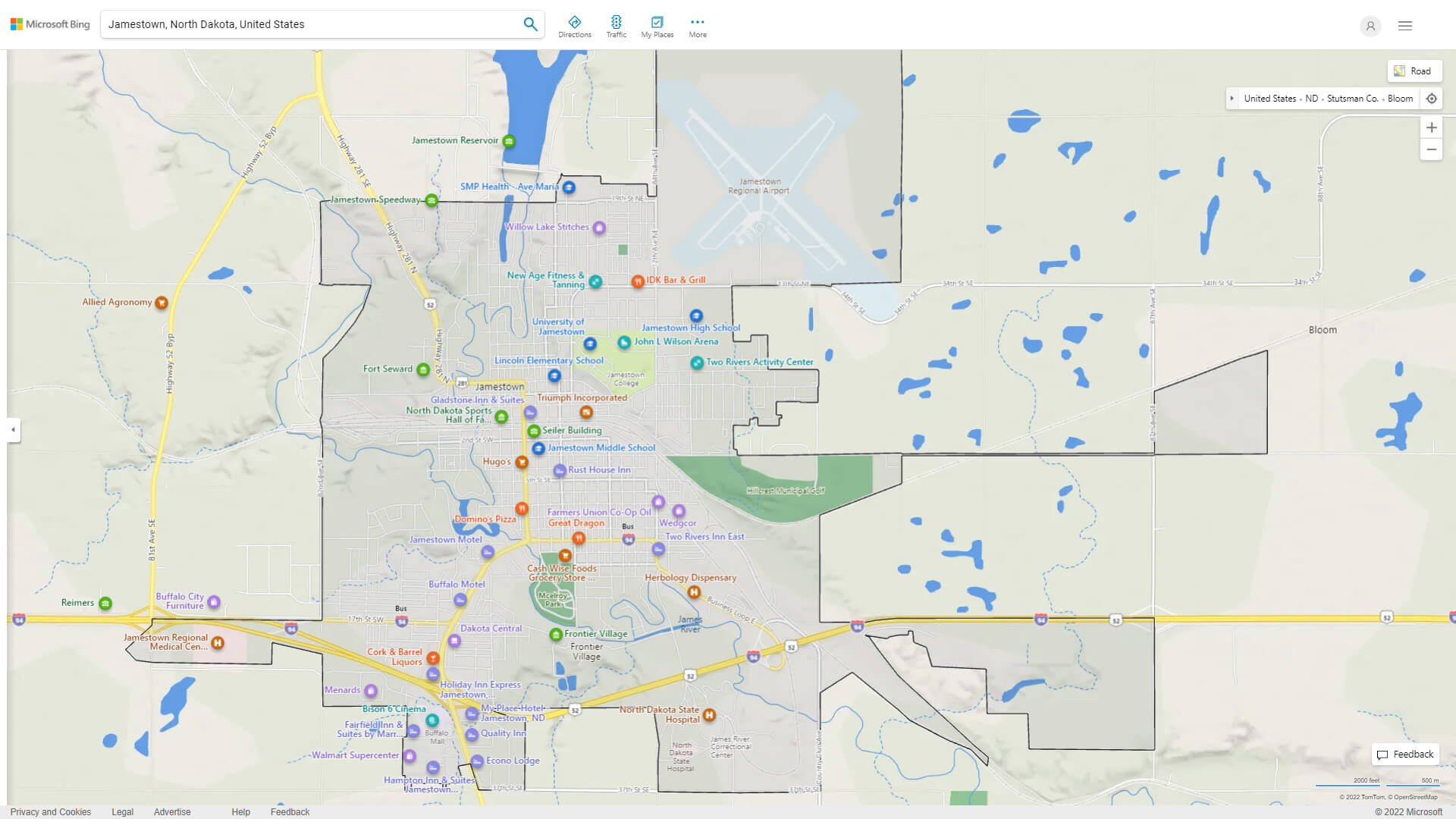 Jamestown, North Dakota Map