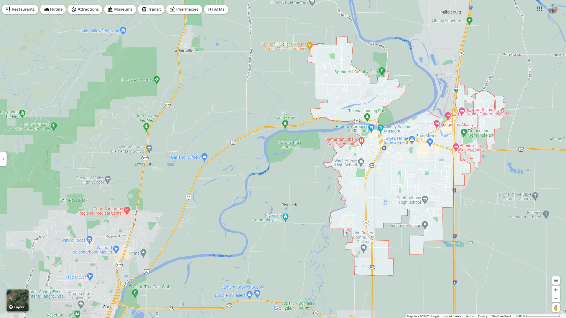 Albany, Oregon Map