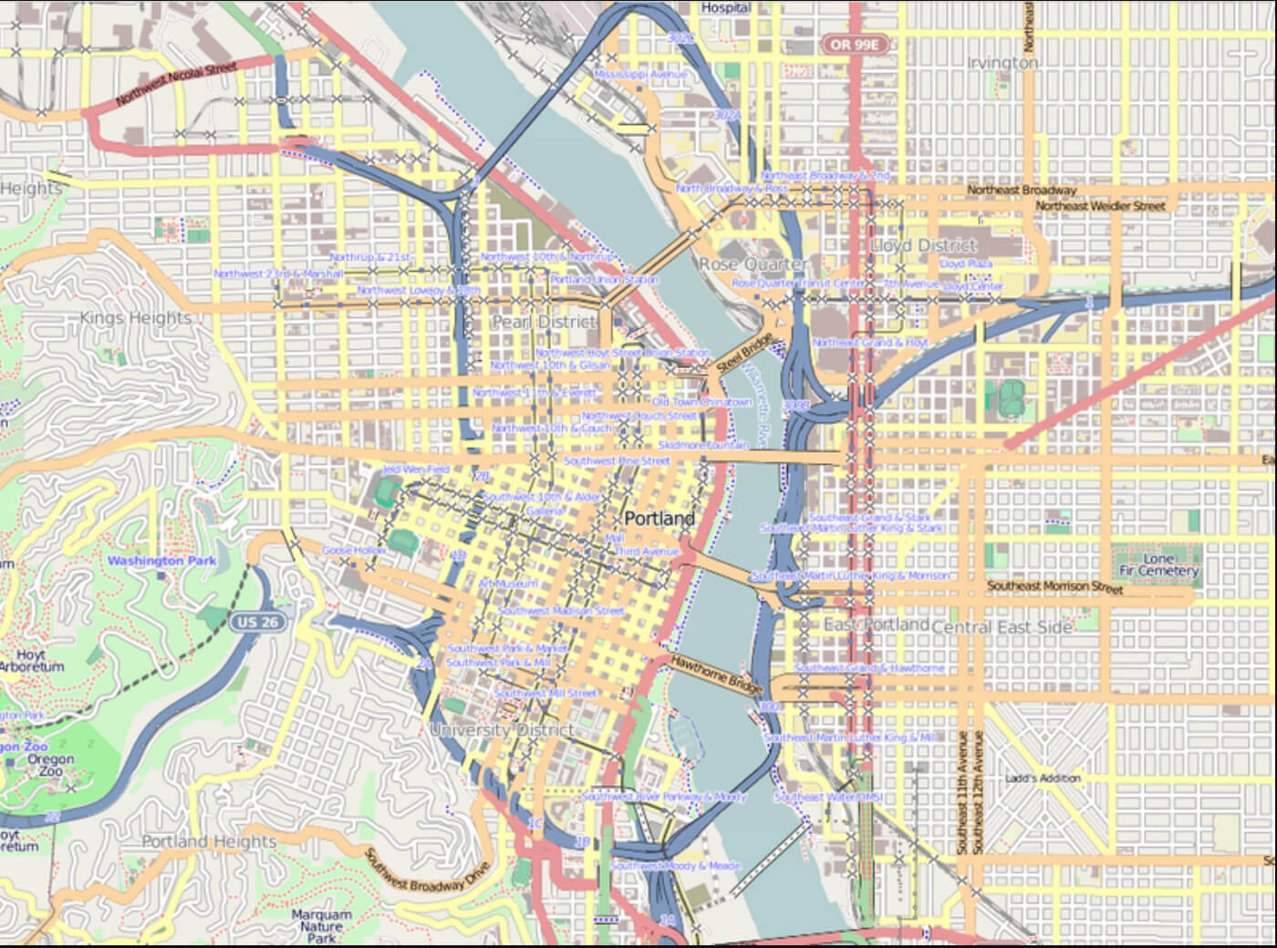 Portland, Oregon Map