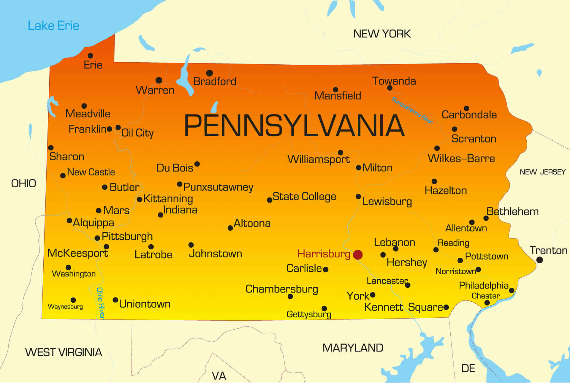 Printable Pennsylvania Map