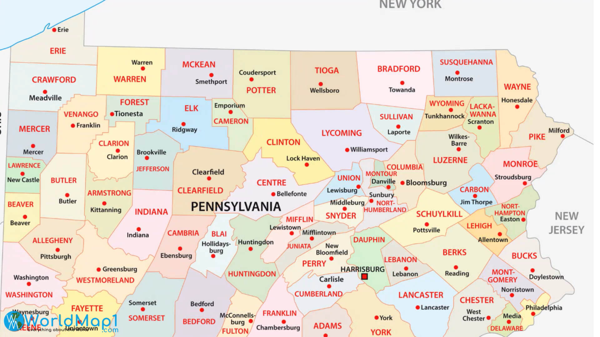 High Detailed Pennsylvania Map