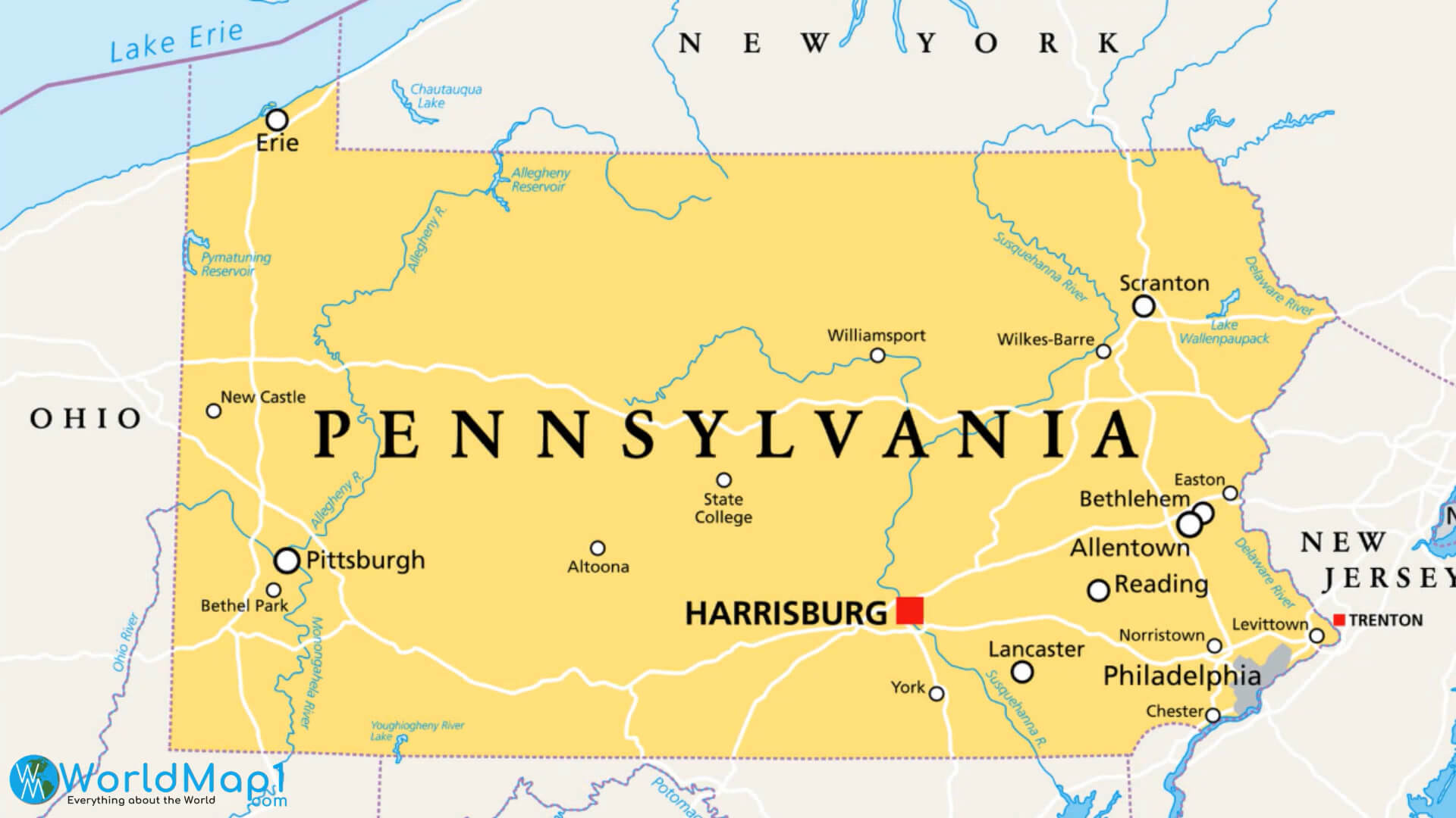 Pennsylvania Free Printable Map