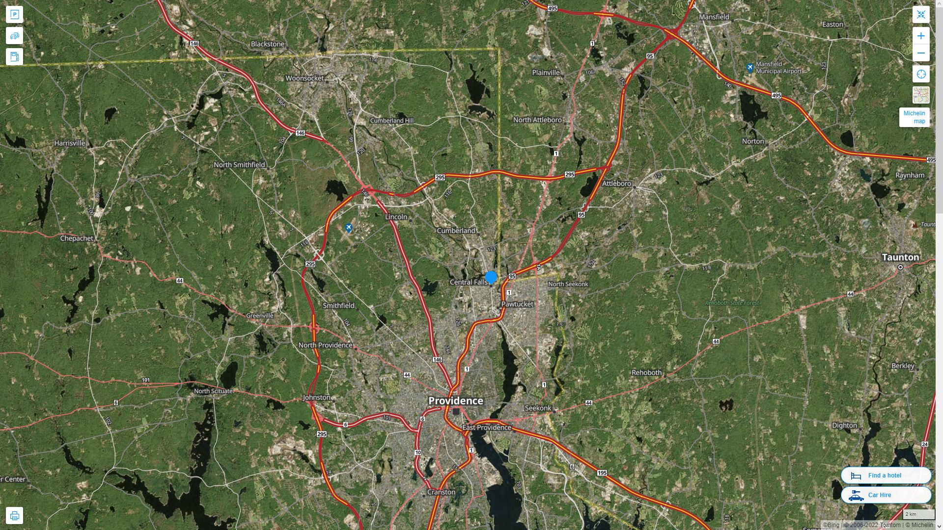 Central Falls, Rhode Island Map