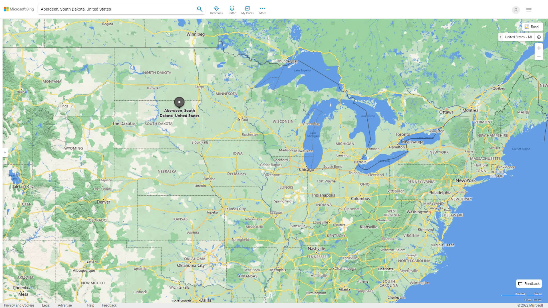 Aberdeen, South Dakota Map