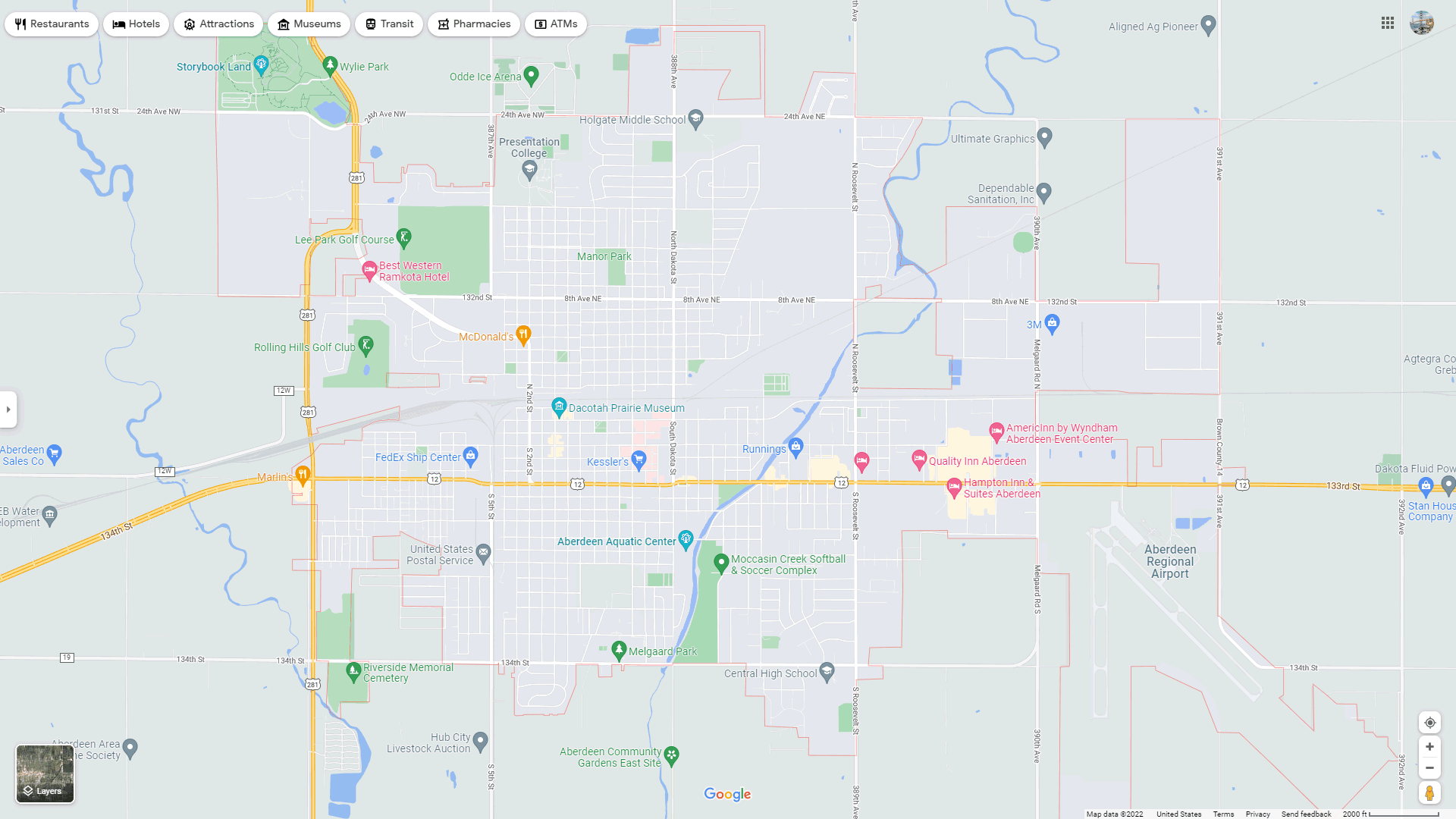 Aberdeen, South Dakota Map