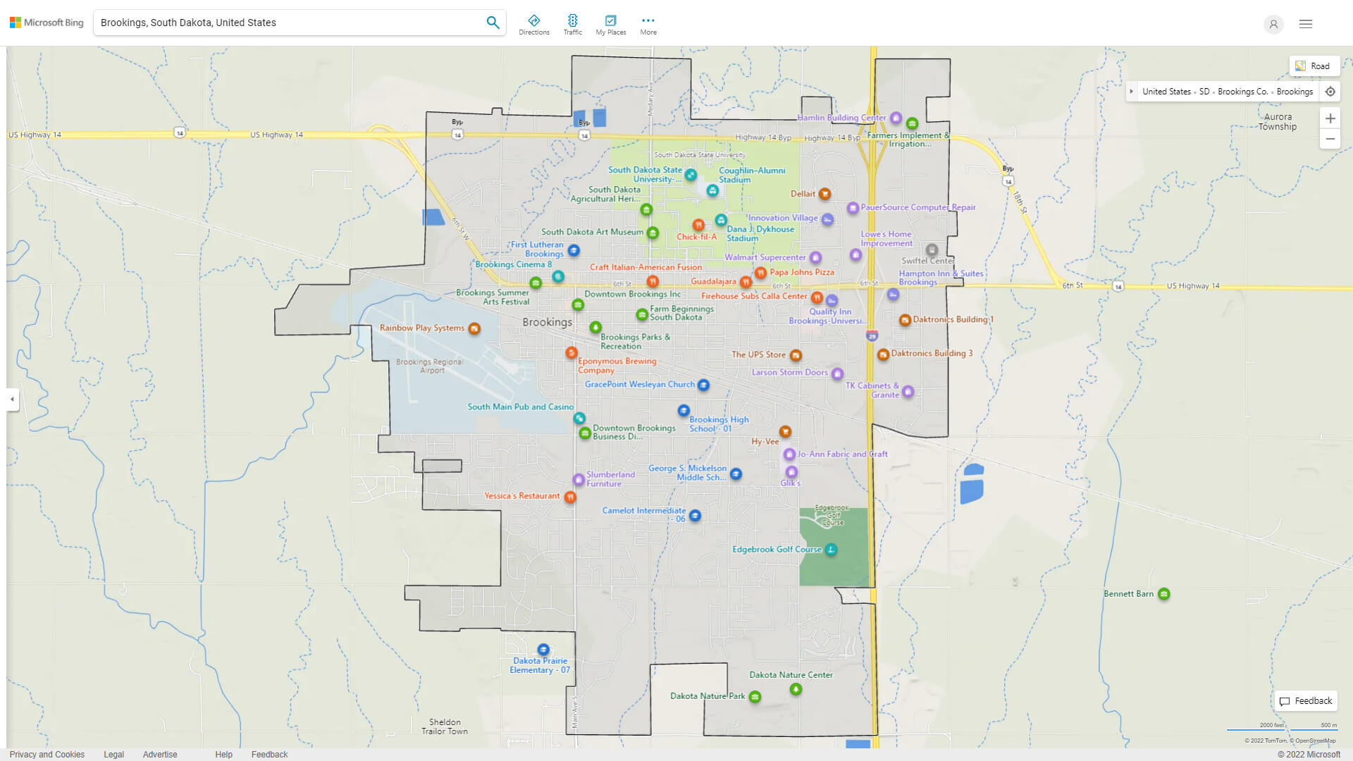 Brookings, South Dakota Map