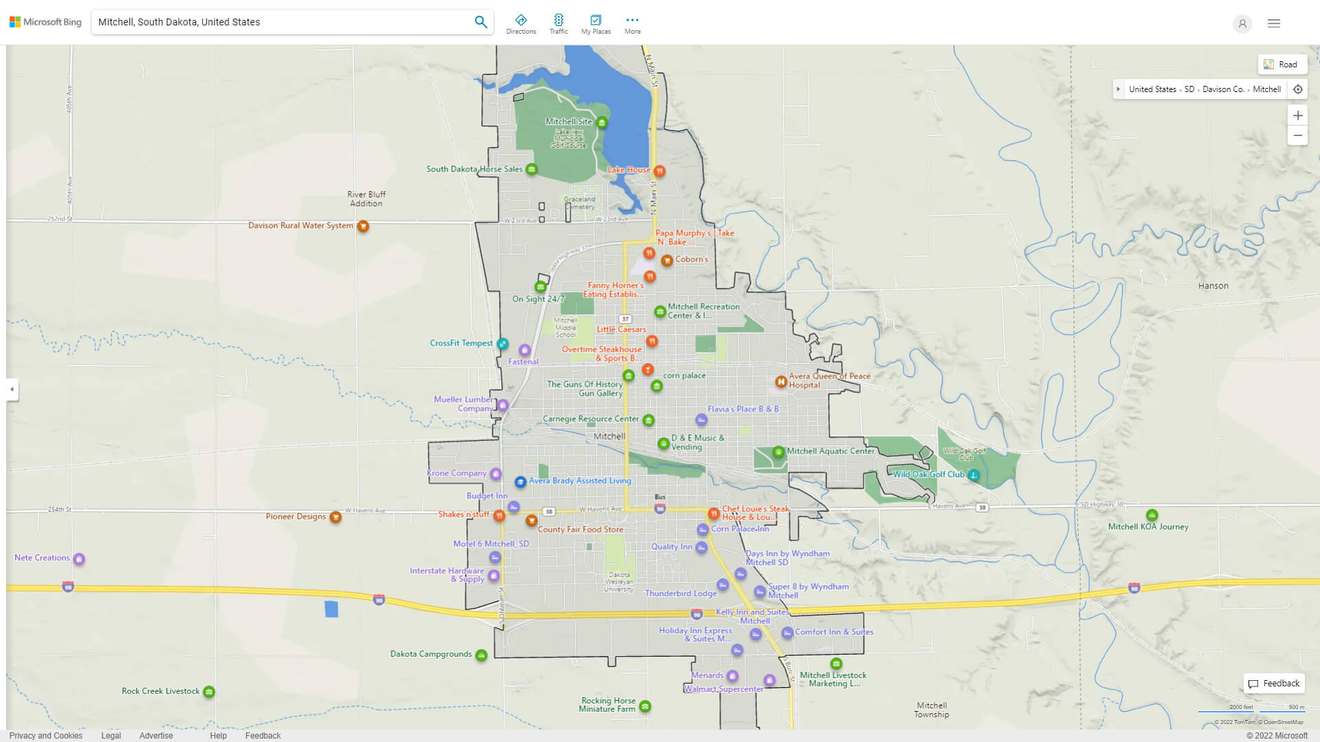 Mitchell, South Dakota Map