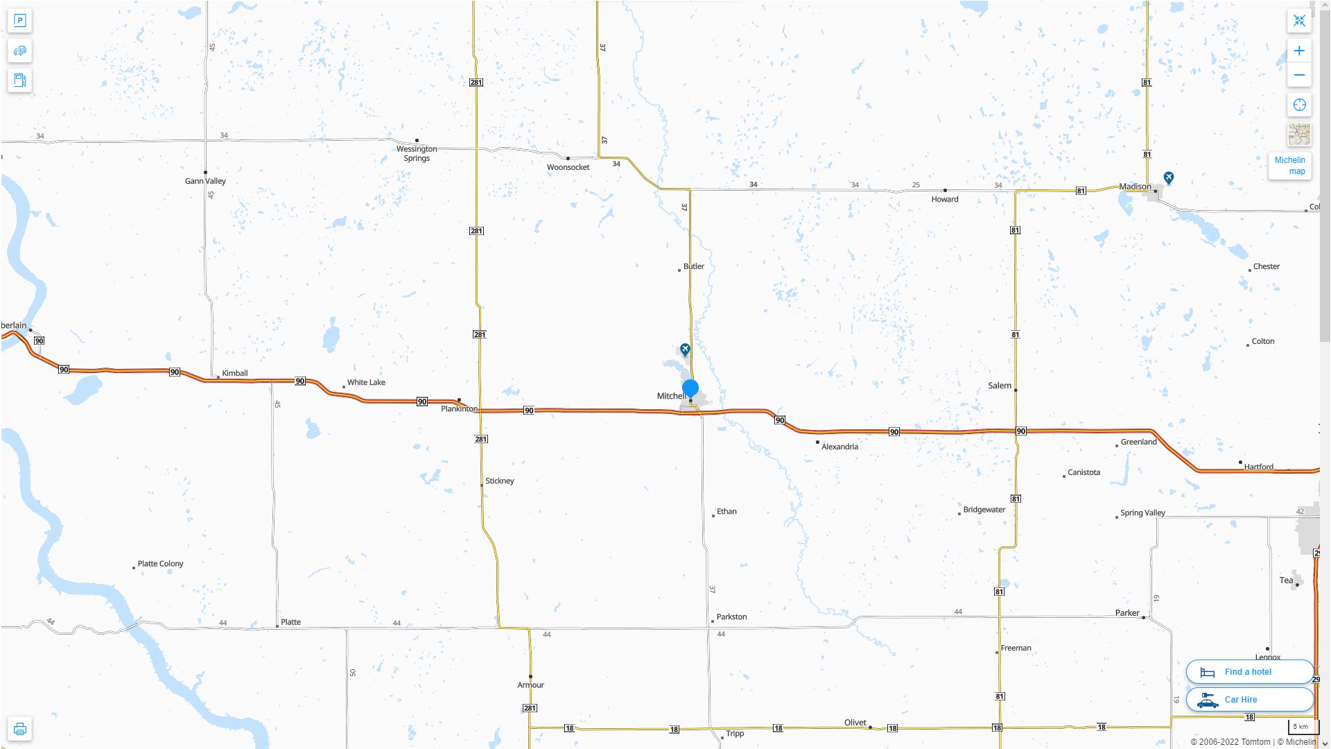 Mitchell, South Dakota Map