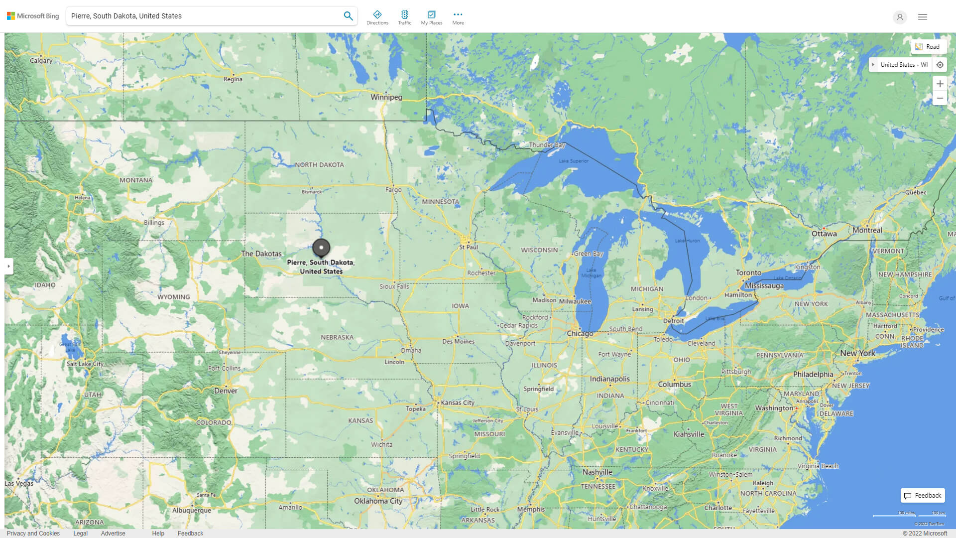 Pierre, South Dakota Map