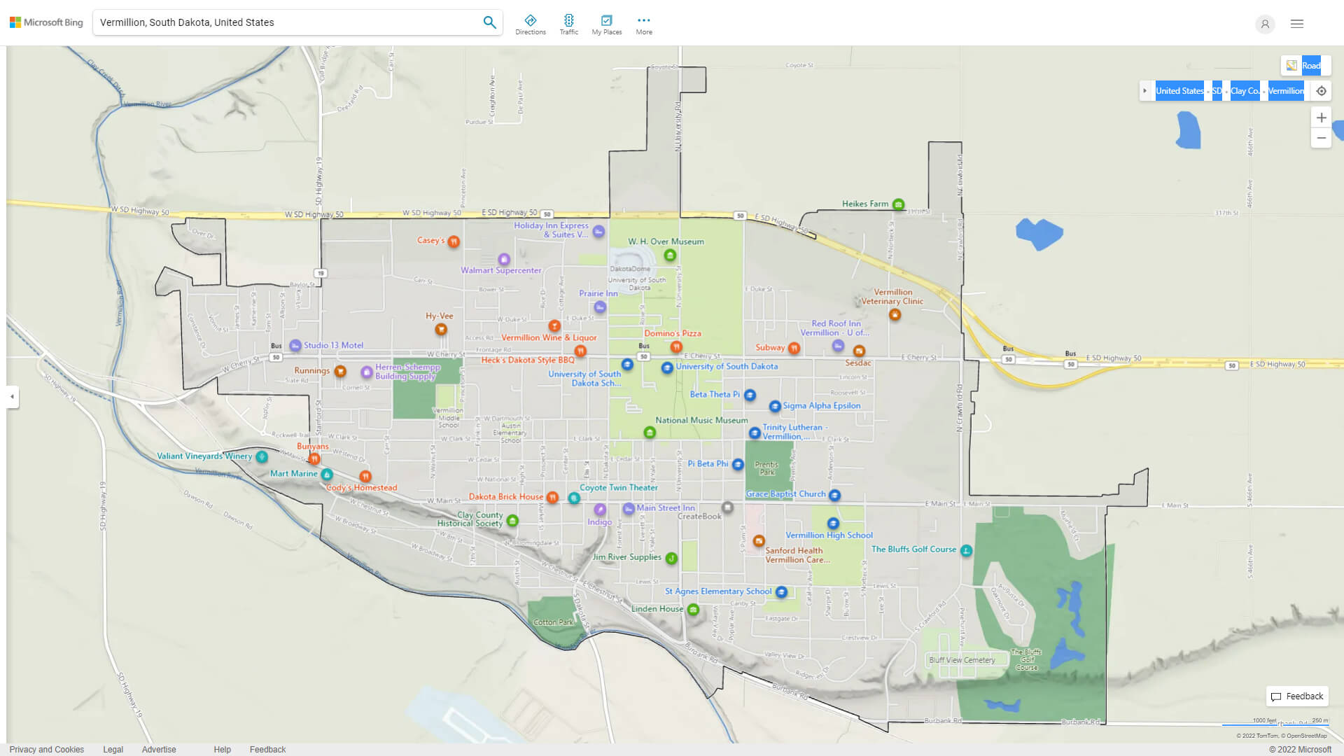 Vermillion, South Dakota Map