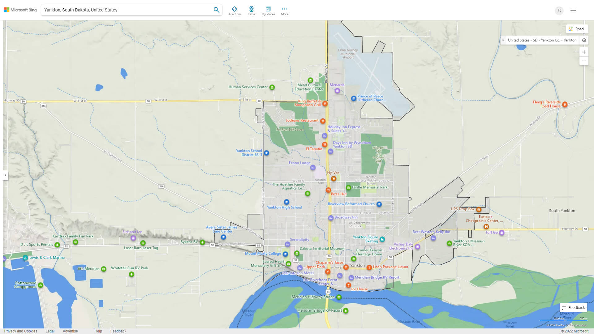 Yankton, South Dakota Map