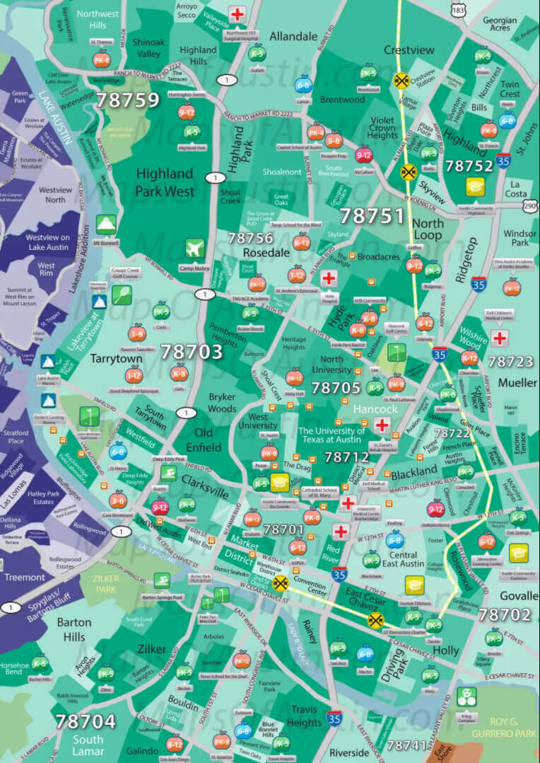 Cities Near Austin Tx Map Austin, Texas Map