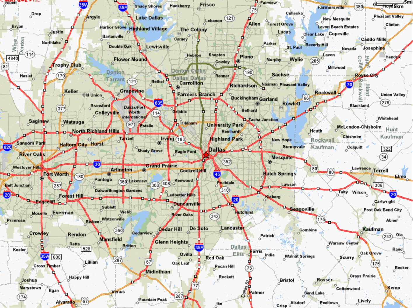 Dallas, Texas Map