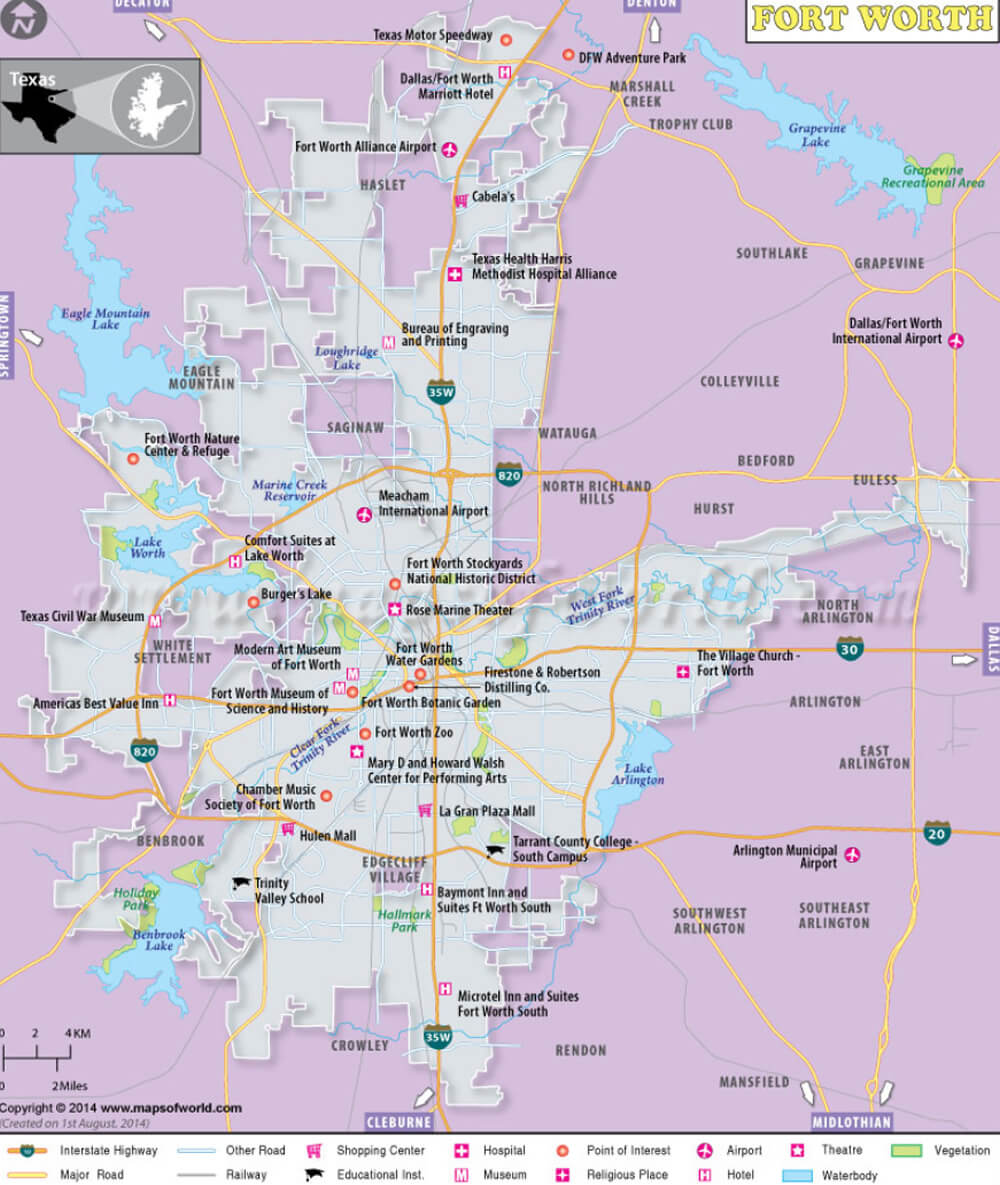 Fort Worth, Texas Map