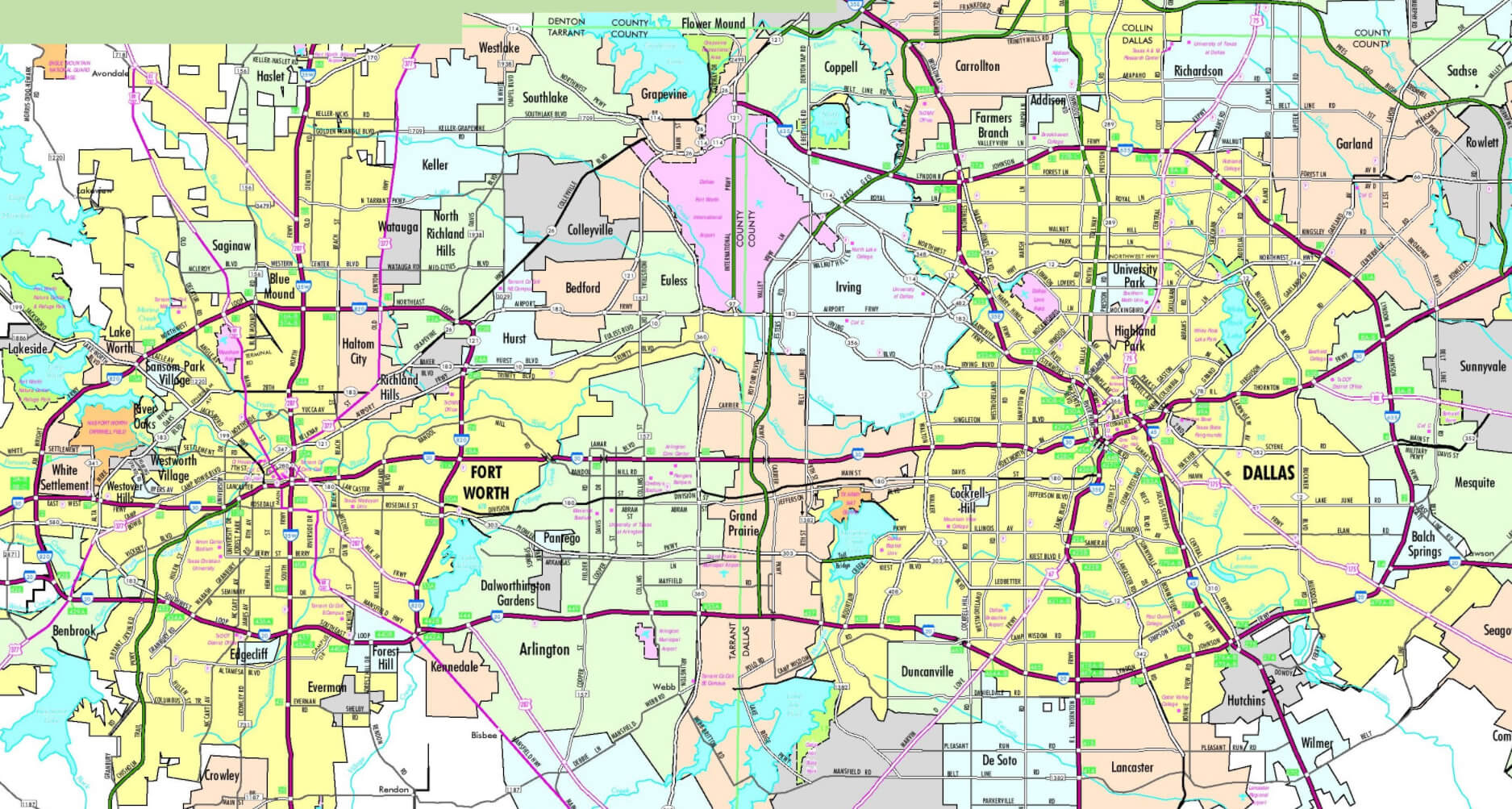 Dallas Fort Worth Zip Code Map Zip Codes Colorized | lupon.gov.ph