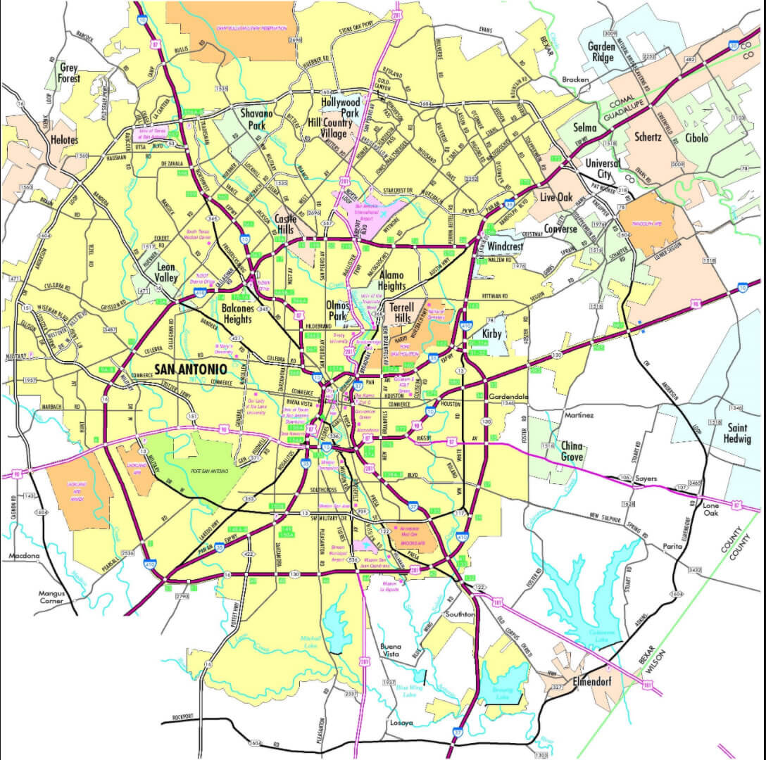 San Antonio, Texas Map