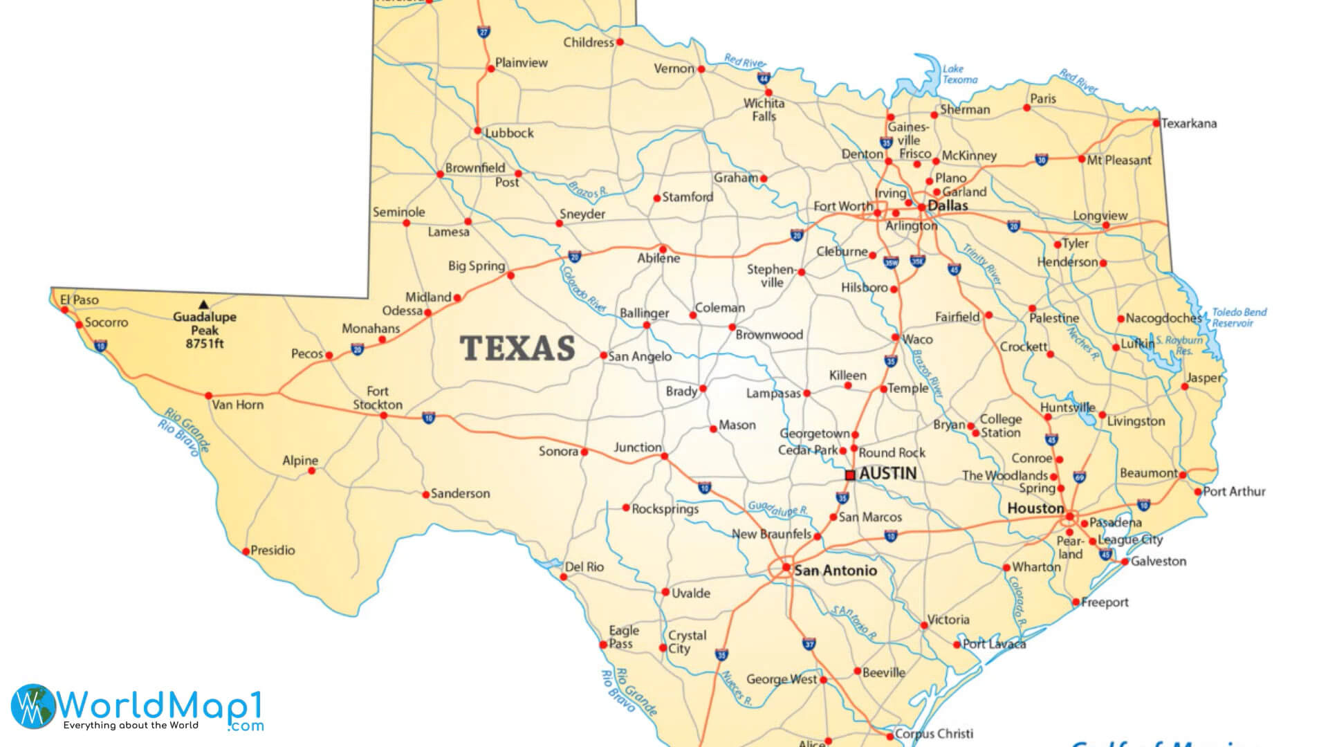 High Detailed Texas Map