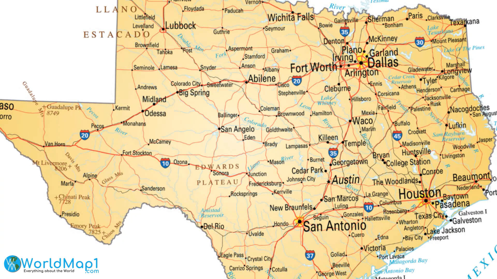 Map Of Texas Roads And Highways Free Printable Road Map Of Texas | The ...