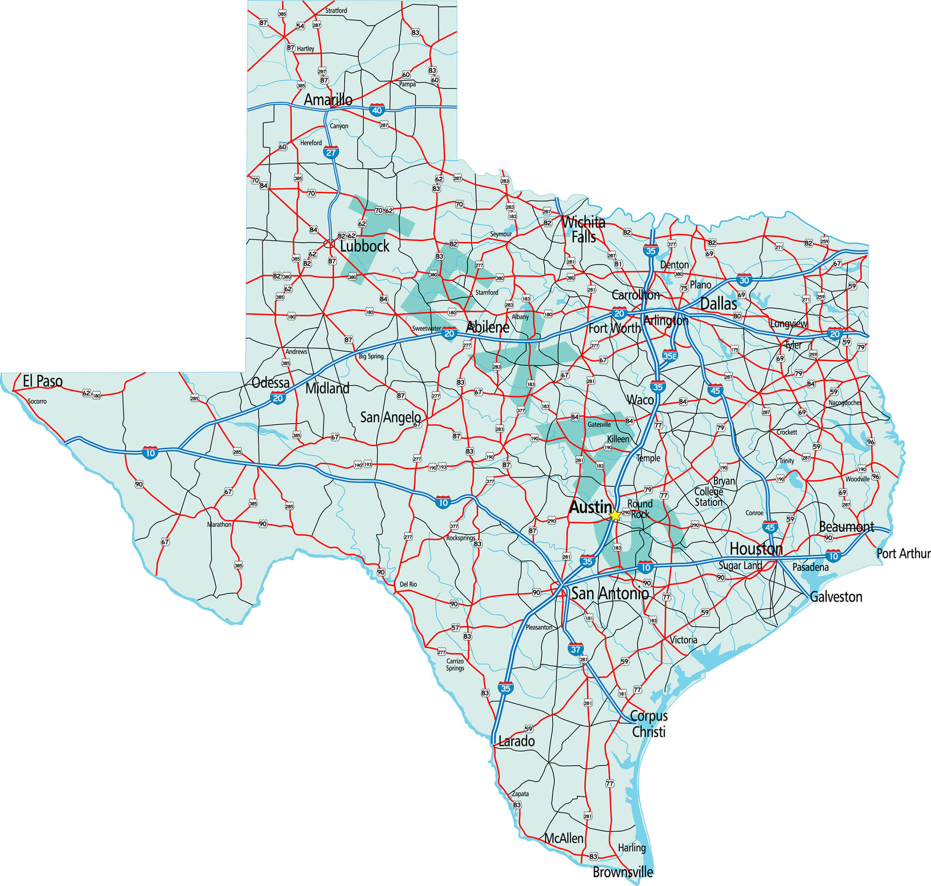 Where is Located Texas in the US and Cities Map of Texas