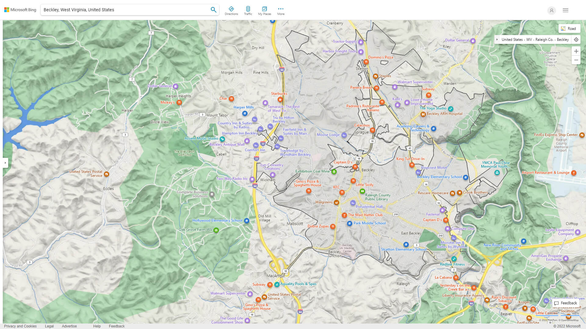 Beckley, West Virginia Map