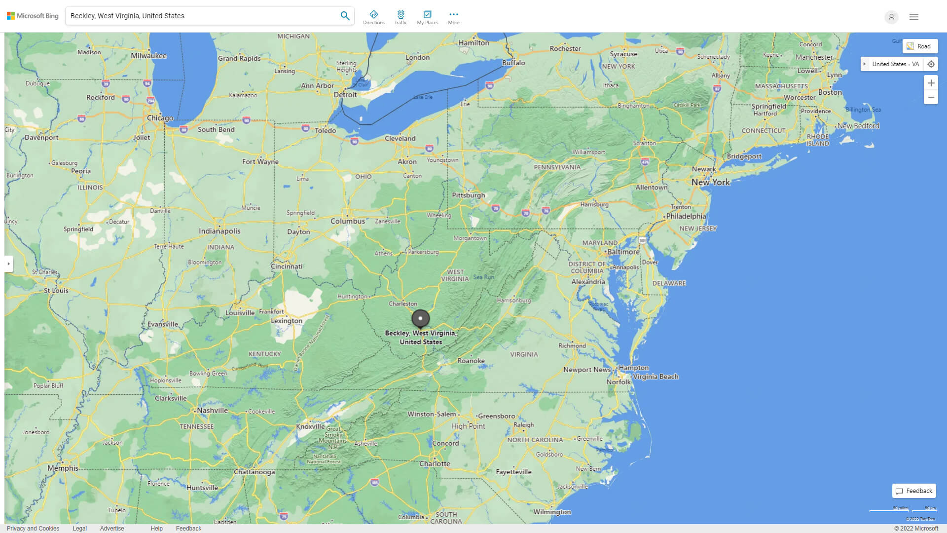 Beckley, West Virginia Map