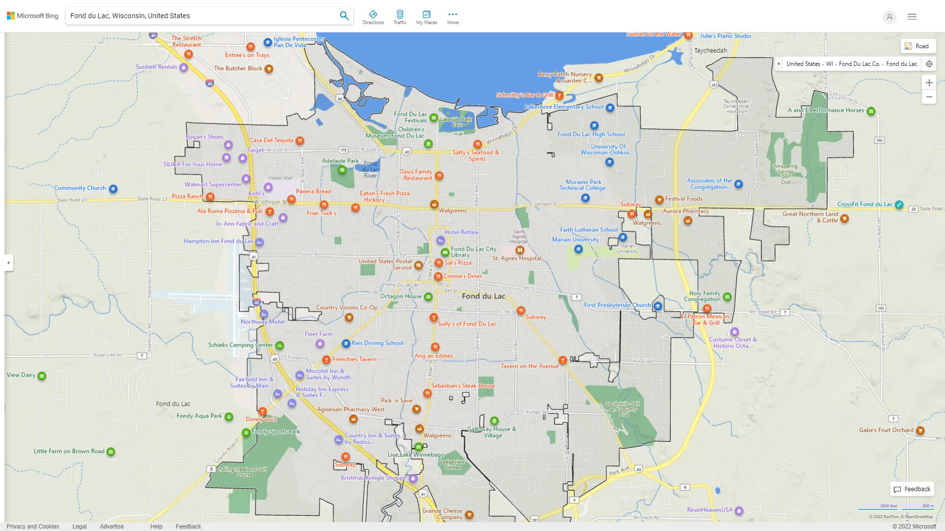 Fond du Lac, Wisconsin Map