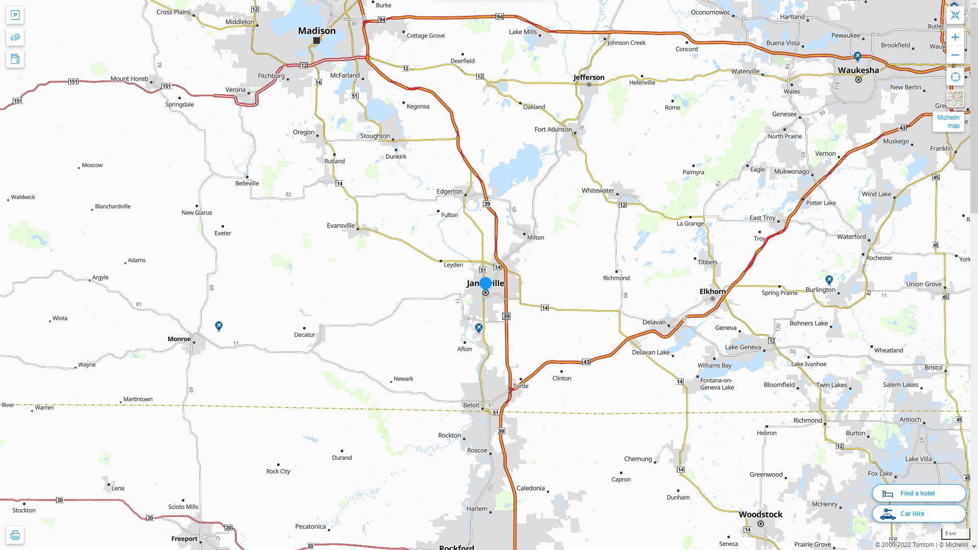 Janesville, Wisconsin Map