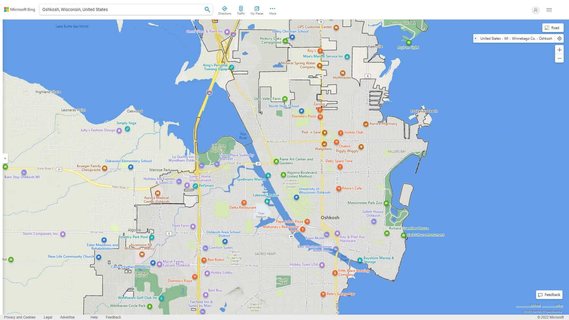 Oshkosh, Wisconsin Map