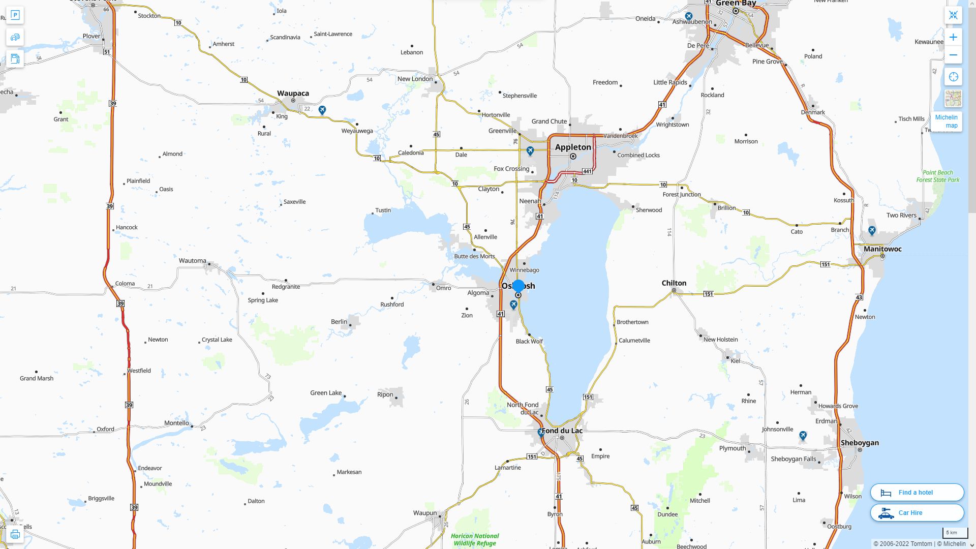 Oshkosh, Wisconsin Map