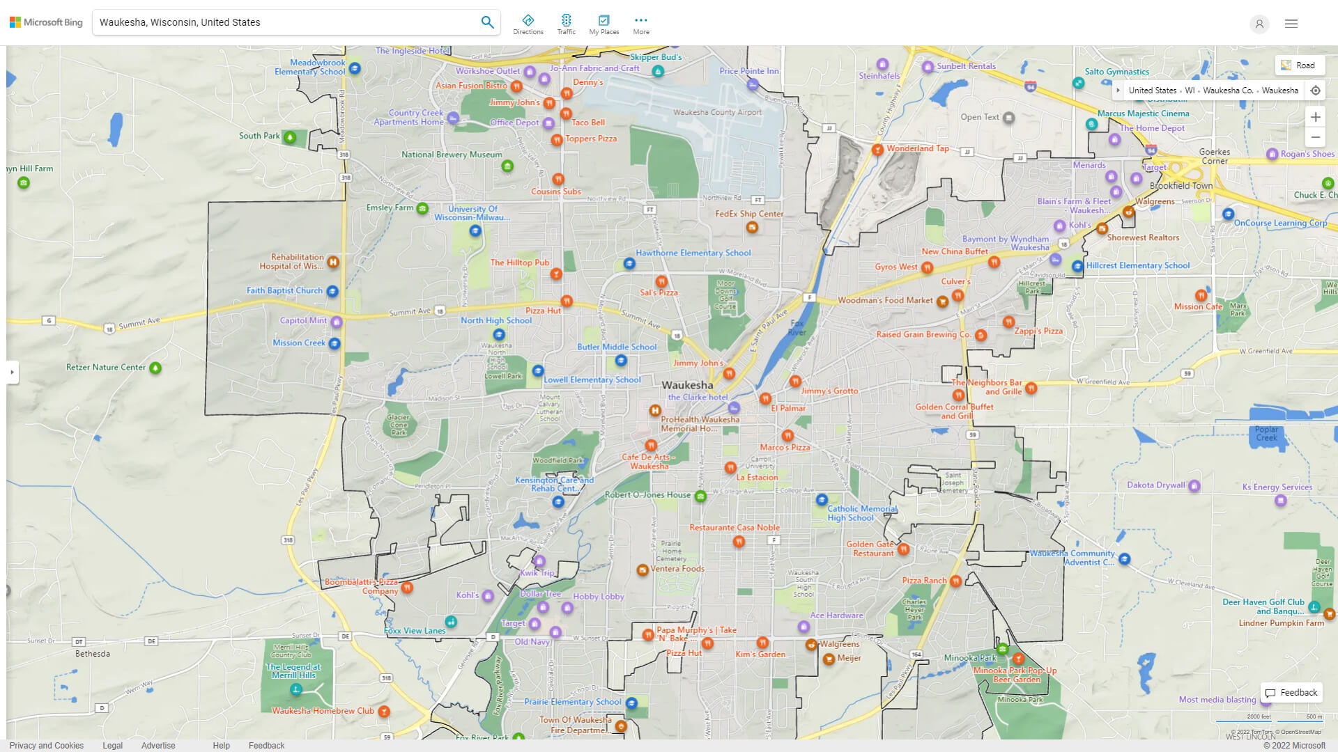 Waukesha, Wisconsin Map