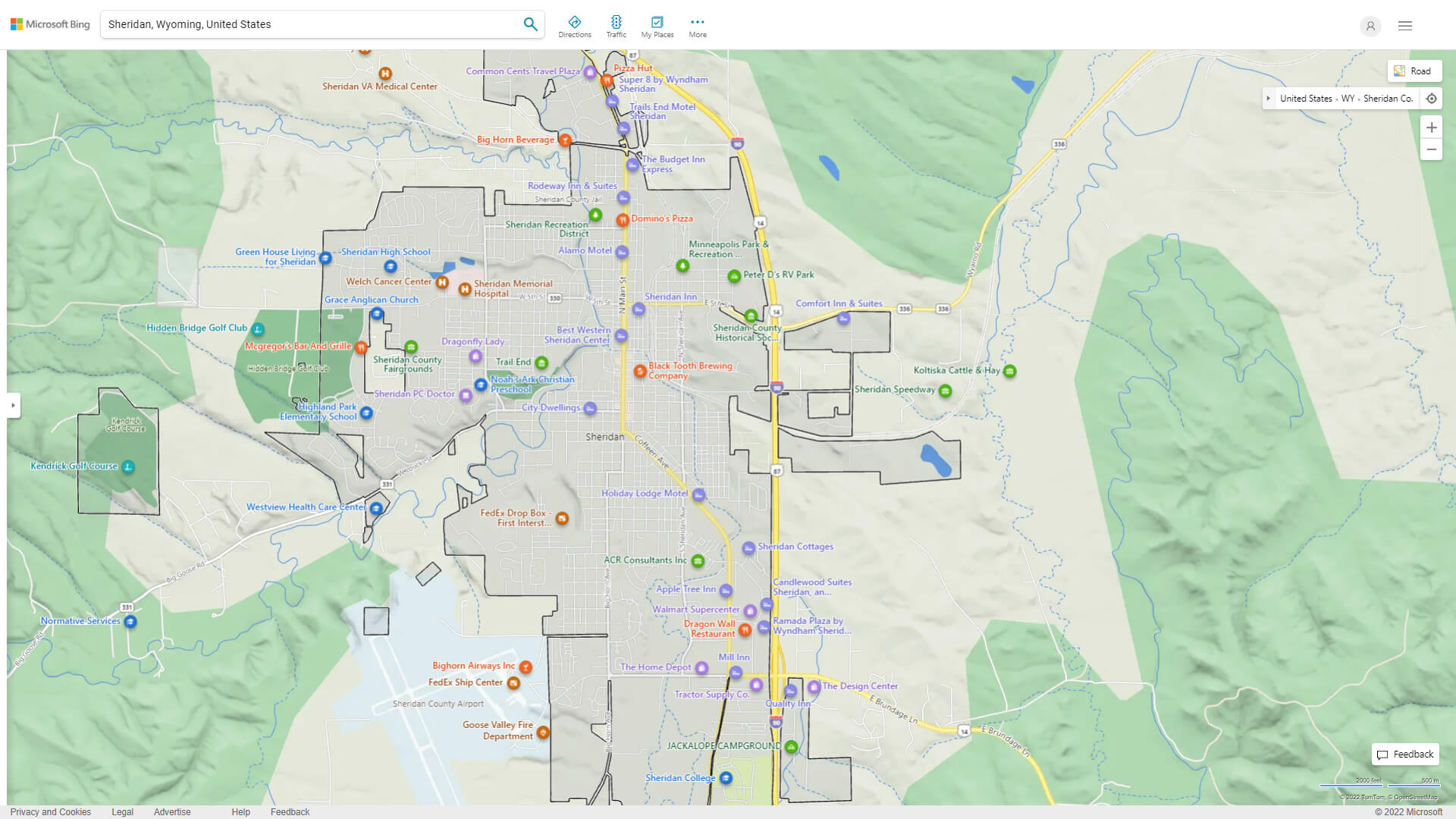 Sheridan, Wyoming Map