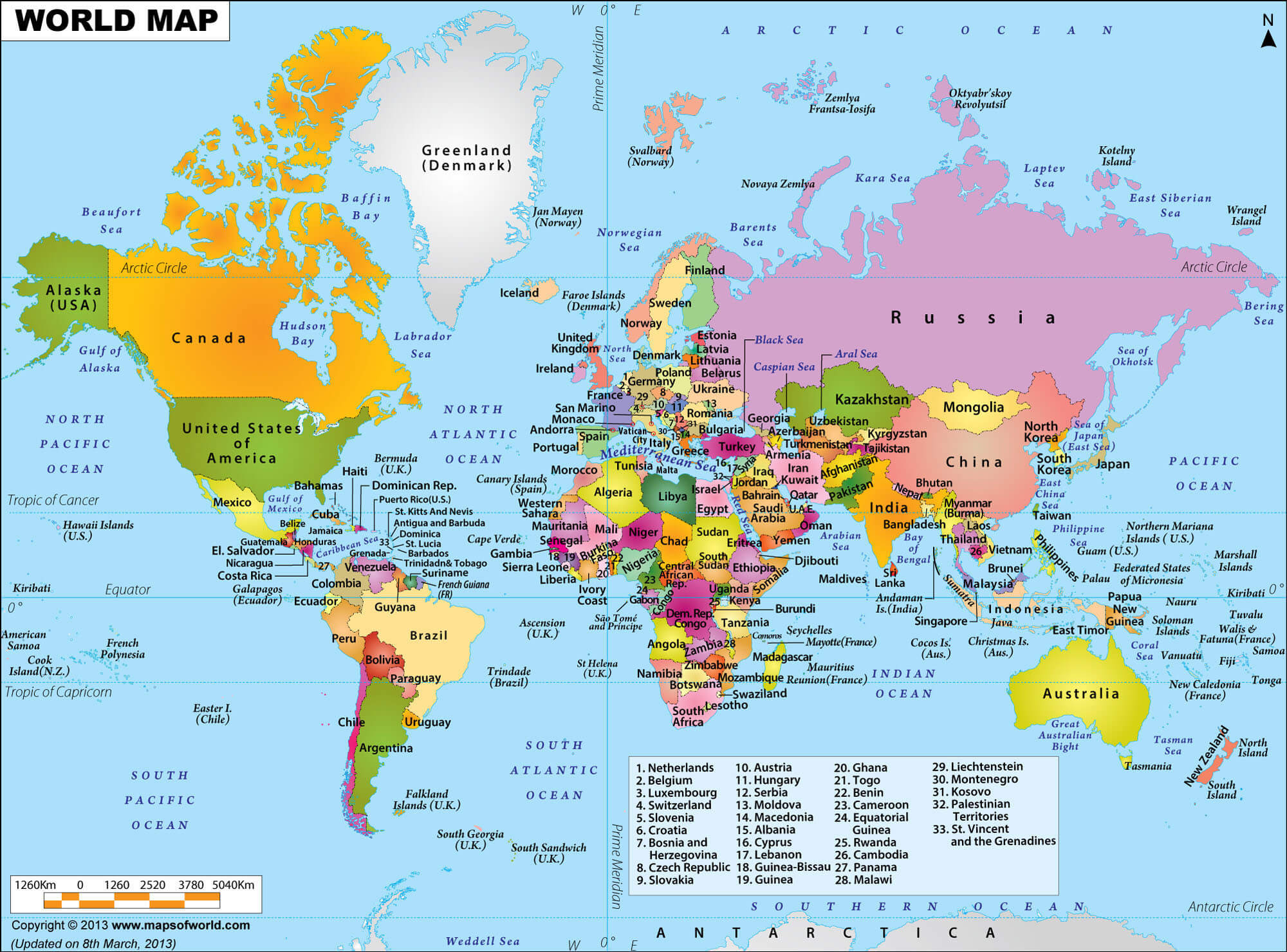 High-resolution political world map