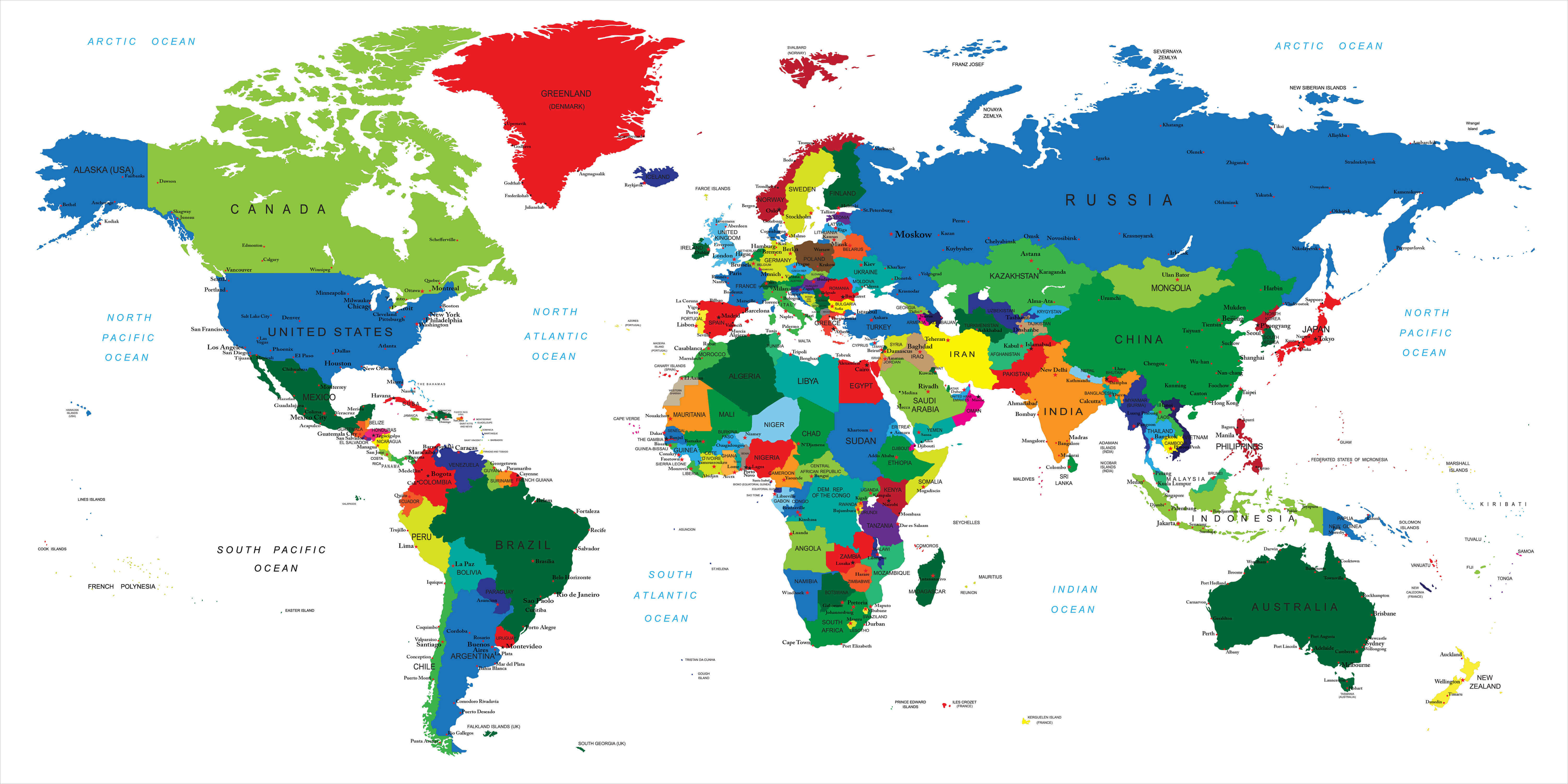 High-resolution Map of the World