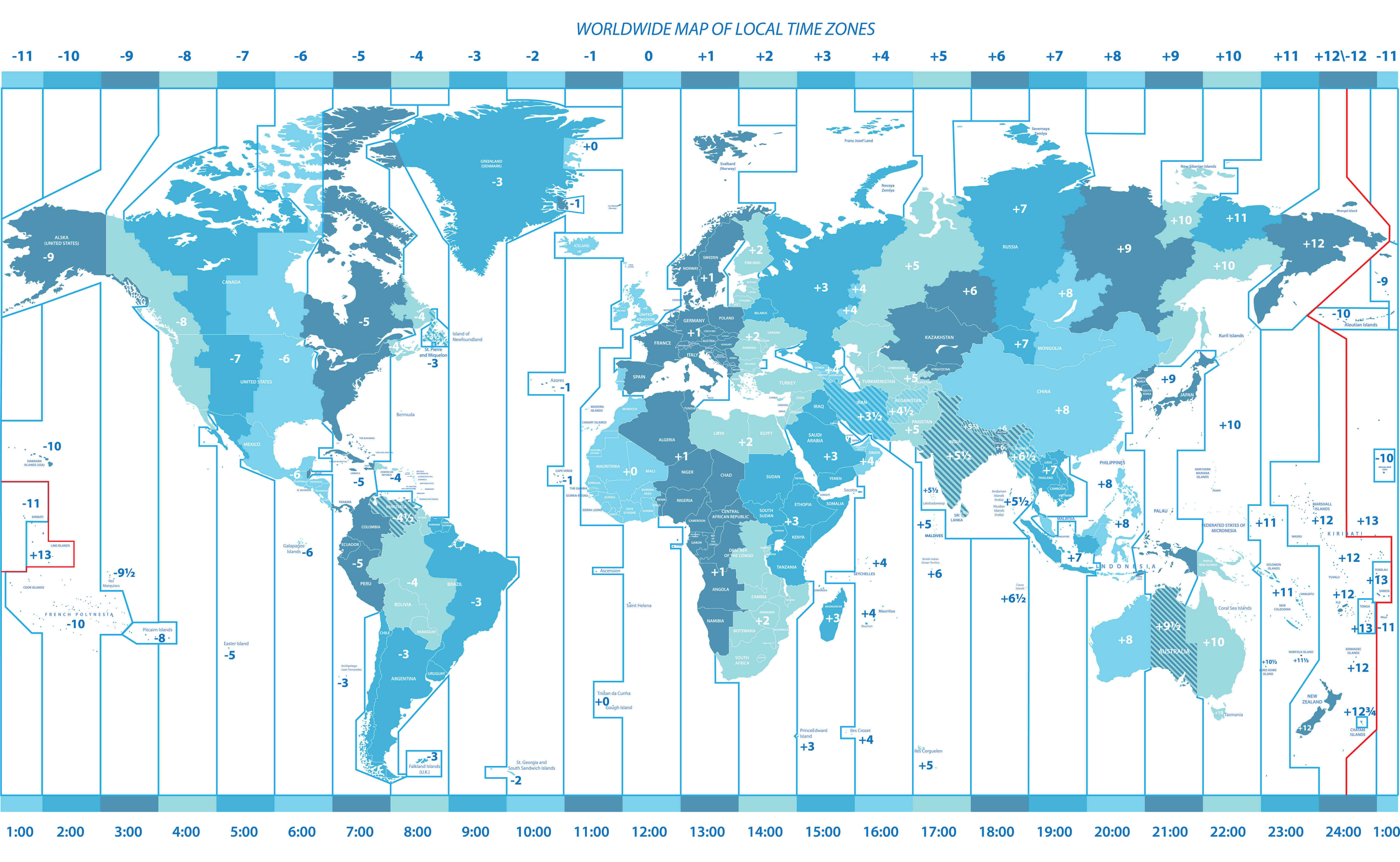 World standard time zones map