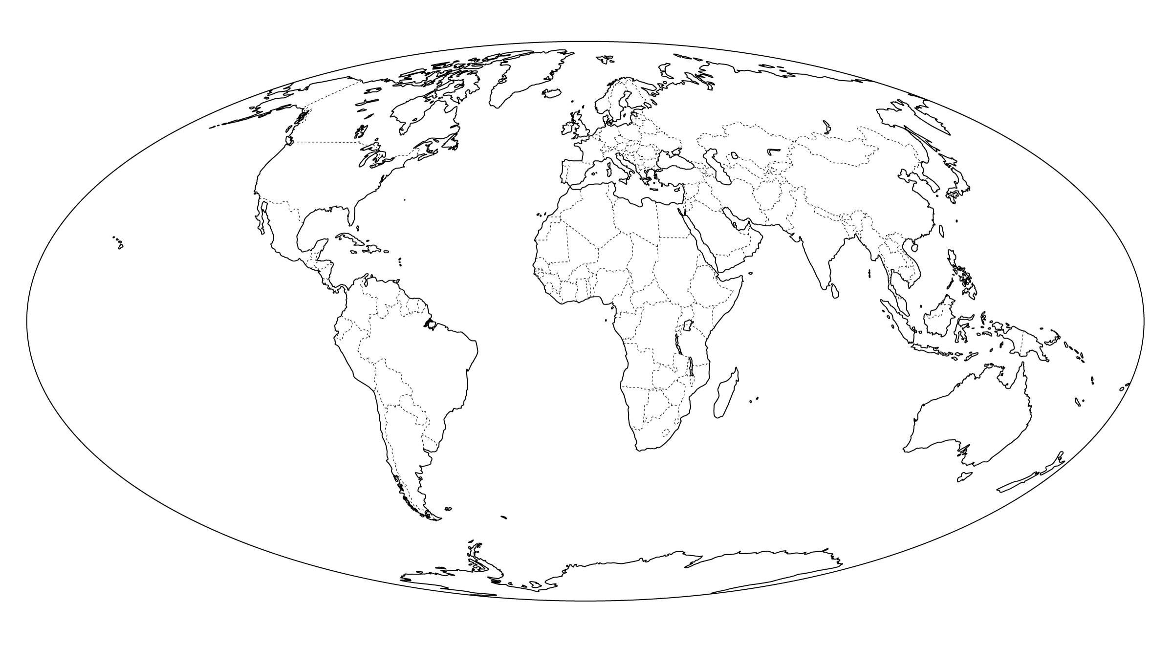 Карта мира черно белая