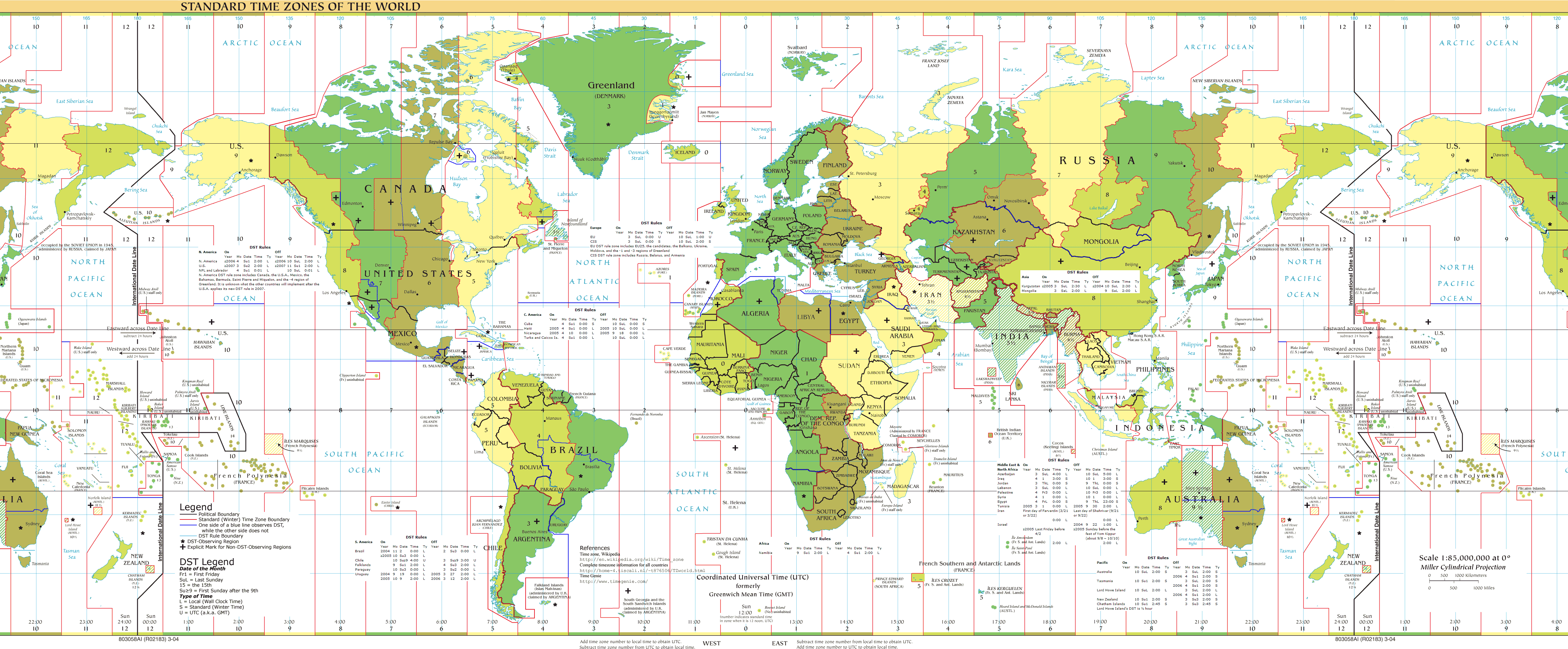 world map time zones